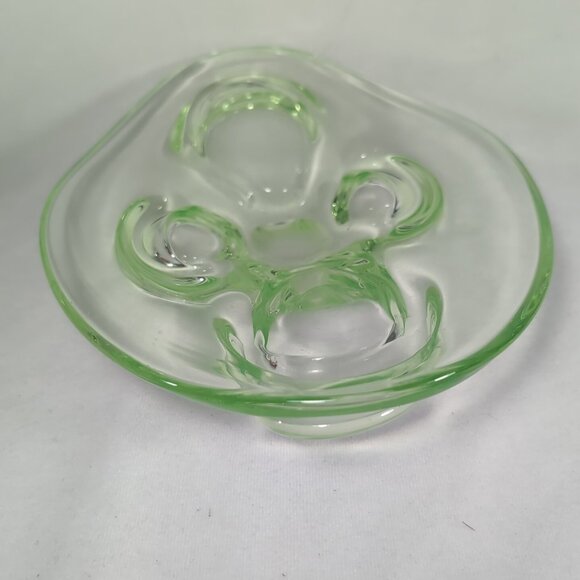 Czech Skrdlovice Uranium Glass Fruit Bowl UV Glow Vaseline Platter 60s Vintage - Picture 12 of 16